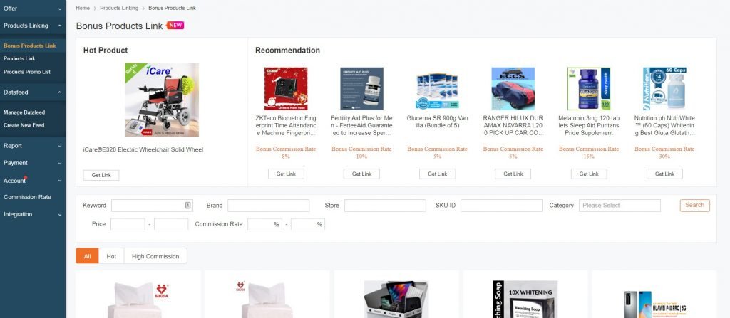 Lazada affiliate adsense dashboard