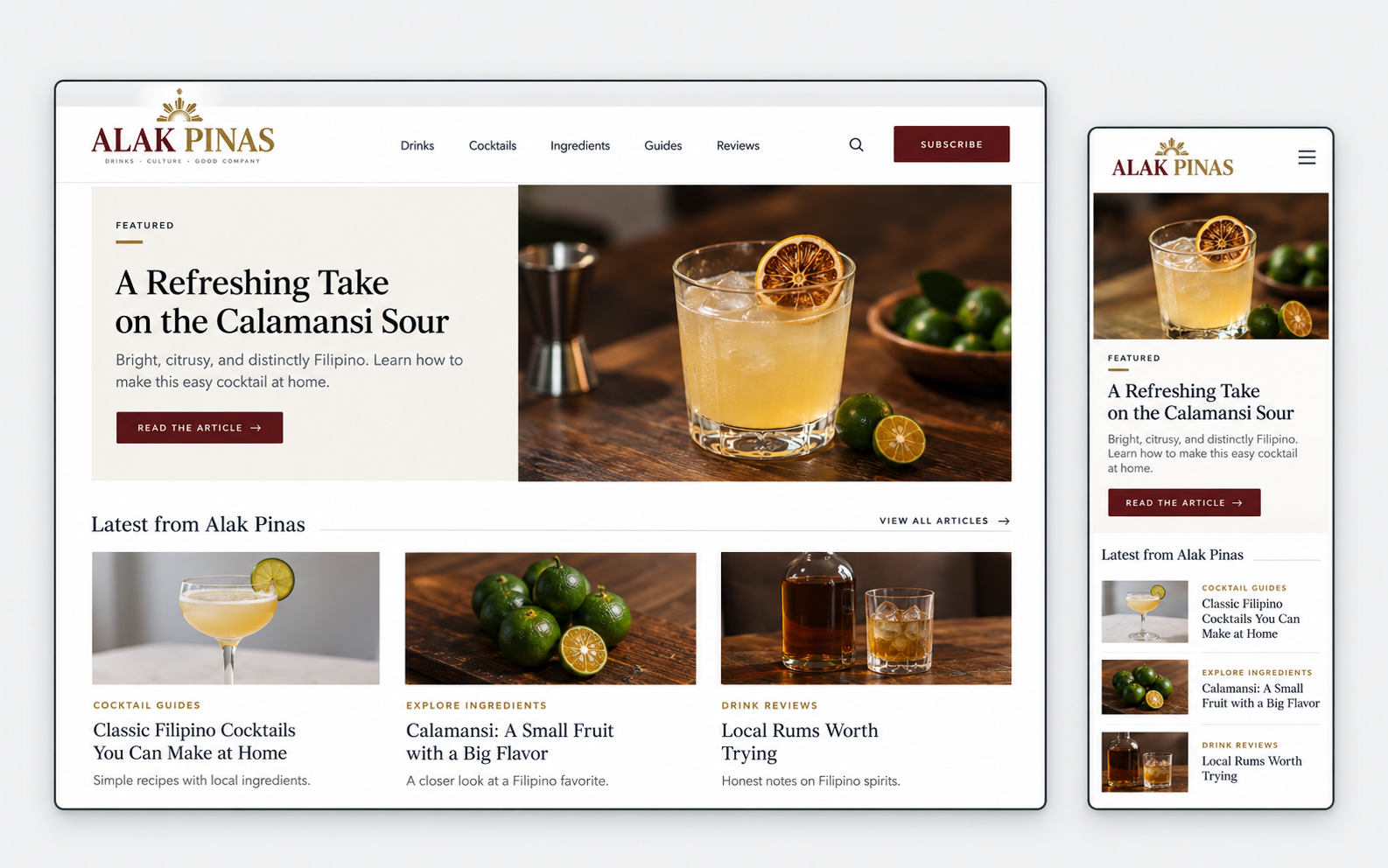 Alak Pinas responsive content and affiliate website concept